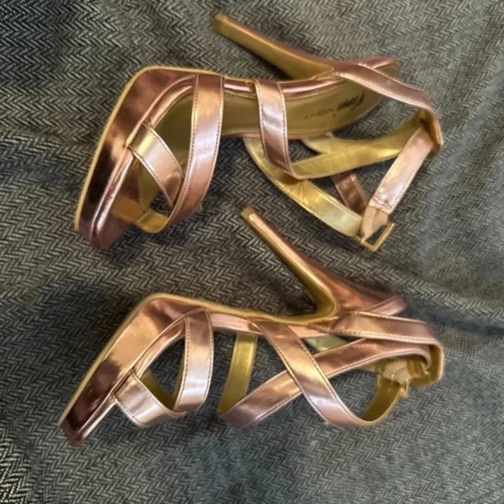 Women's Rose Gold Strappy High Heel Sandals